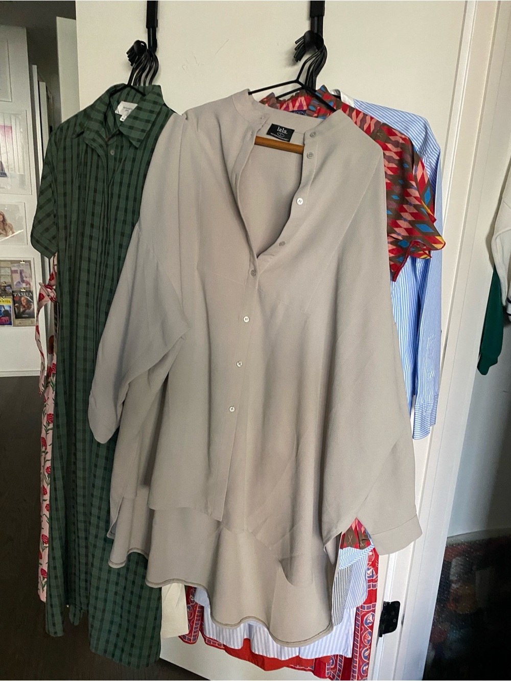 Dressed in LALA Gray Button-Front Layered Tunic Dress